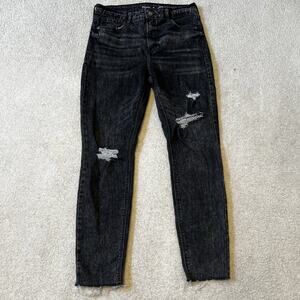 Old Navy Women’s Rockstar Super Skinny Raw Edge Jeans Black Gray Size 10 (30x27)